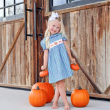 Hello Pumpkin Green Gingham Ruffle Collared Dress