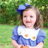Adorable Pumpkin Royal Blue Windowpane Amelia Dress