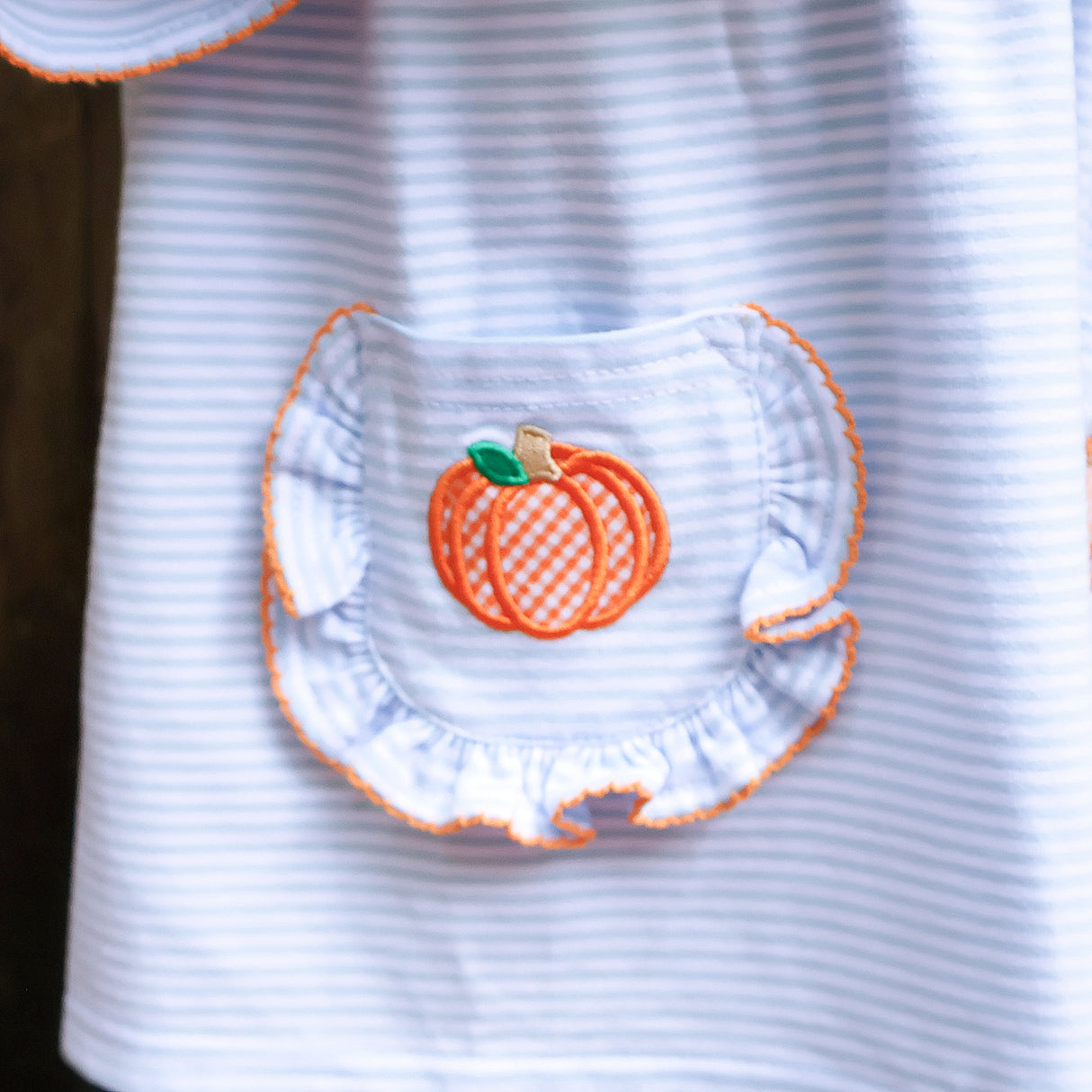 Pumpkin Light Blue Stripe Caroline Dress