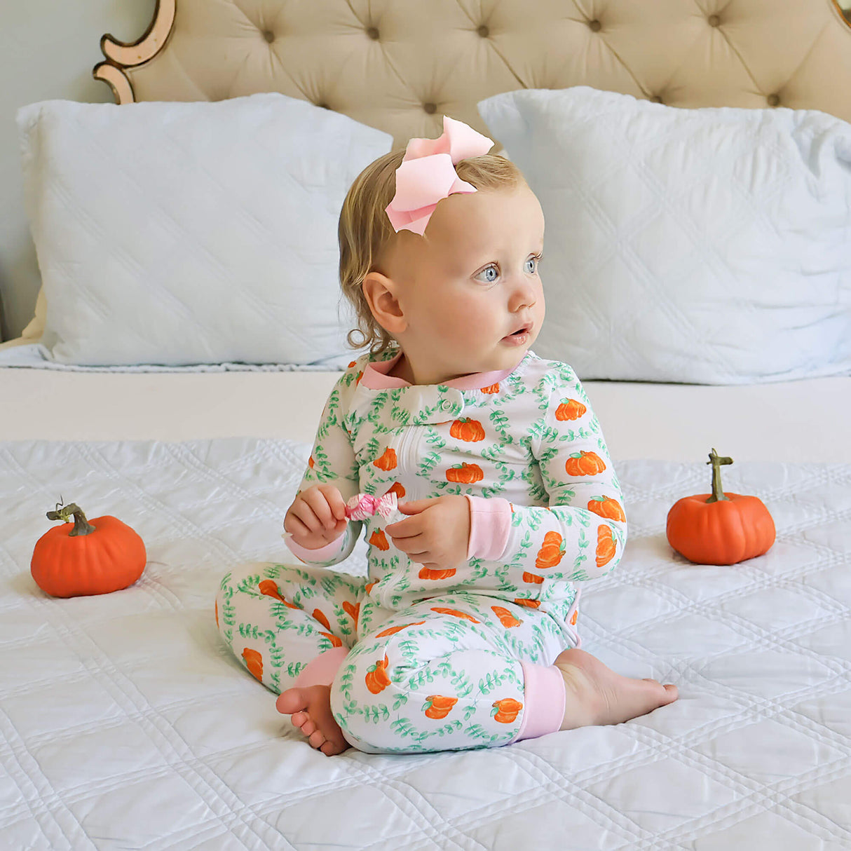 Pumpkin Splendor Pink Rib Zip Sleeper