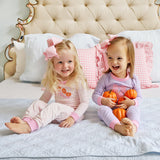 Pumpkin Bow Lavender Stripe Pajamas