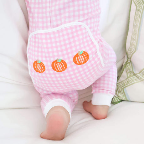 Pumpkin Trio Pink Gingham Zip Sleeper