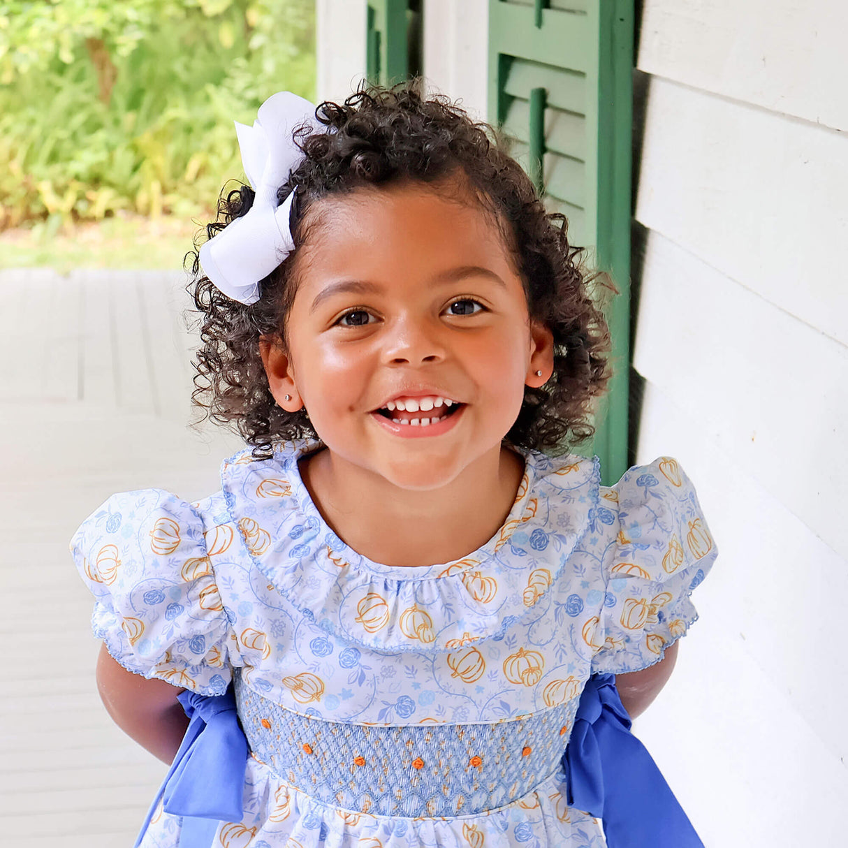 Pumpkin & Peonies Blue Beverly Dress