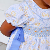 Pumpkin & Peonies Blue Beverly Dress