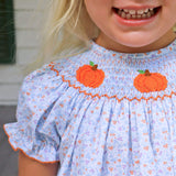 Pumpkin Smocked Floral Bishop Dress