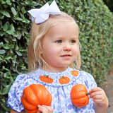 Pumpkin Patch Blue Floral Smocked Long Bubble