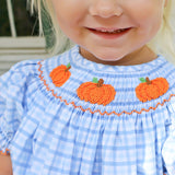 Little Pumpkin Blue Gingham Smocked  Bloomer Set