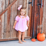 Pumpkin Trio Smocked Pink Check Bishop Bubble