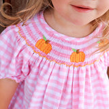 Pumpkin Trio Smocked Pink Check Bishop Bubble