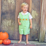 Cluster Pumpkin Smocked Lime Green Gingham Jon Jon