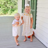 Autumn Pumpkin Smocked Tan Gingham Jon Jon