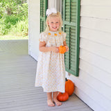 Autumn Petal Pumpkin Smocked Bishop Dress