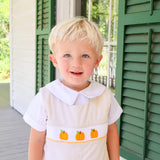Autumn Pumpkin Smocked Tan Gingham Jon Jon