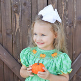 Paradise Pumpkin Smocked Green Windowpane Bishop Bubble