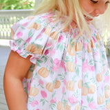 Pink Floral Pumpkin Smocked Bishop Dress