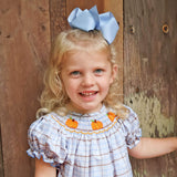 Pumpkin Smocked Blue & Tan Plaid Bishop Dress