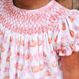 Pumpkin & Bow Trellis Smocked Pink Bishop Dress