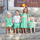 Paradise Pumpkin Smocked Green Windowpane Beverly Dress