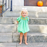 Paradise Pumpkin Smocked Green Windowpane Bubble