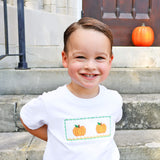 Paradise Pumpkin Smocked Green Windowpane Short Set