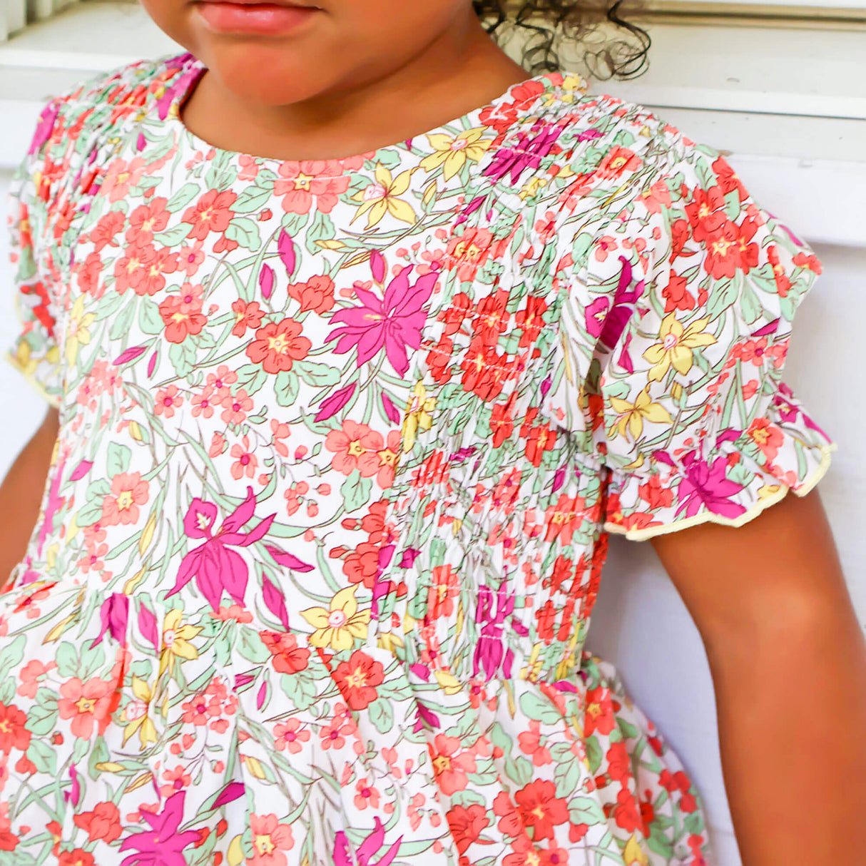 Pumpkin Pink Floral Smocked Aria Dress