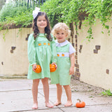 Perfect Pumpkin Green Gingham Smocked Beverly Dress