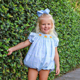 Pumpkin Smocked Blue & Green Plaid Bubble