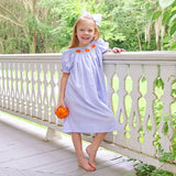 Pumpkin Delight Smocked Blue Bishop Dress