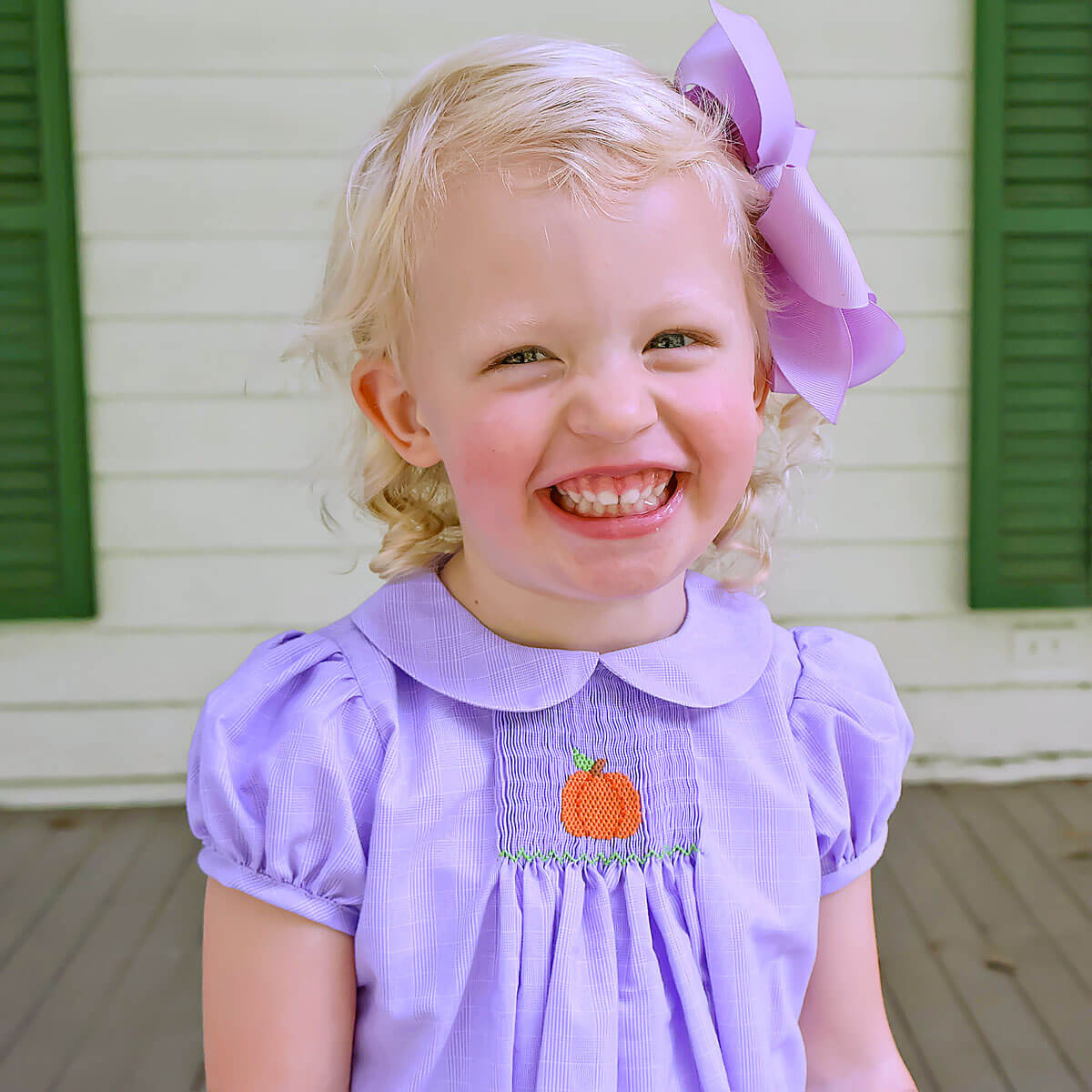 Pumpkin Single Smocked Purple Dress