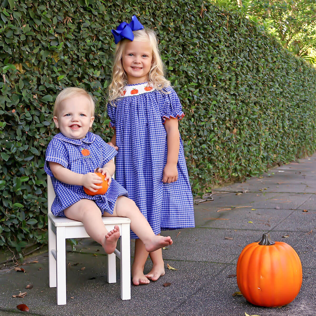 Halloween popular Berry Blues Smocked Dress polka dot pumpkins size 6