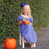 Pumpkin Smocked Navy Blue Windowpane Bishop Dress