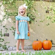Pumpkin Harvest Delight Turquoise Dress