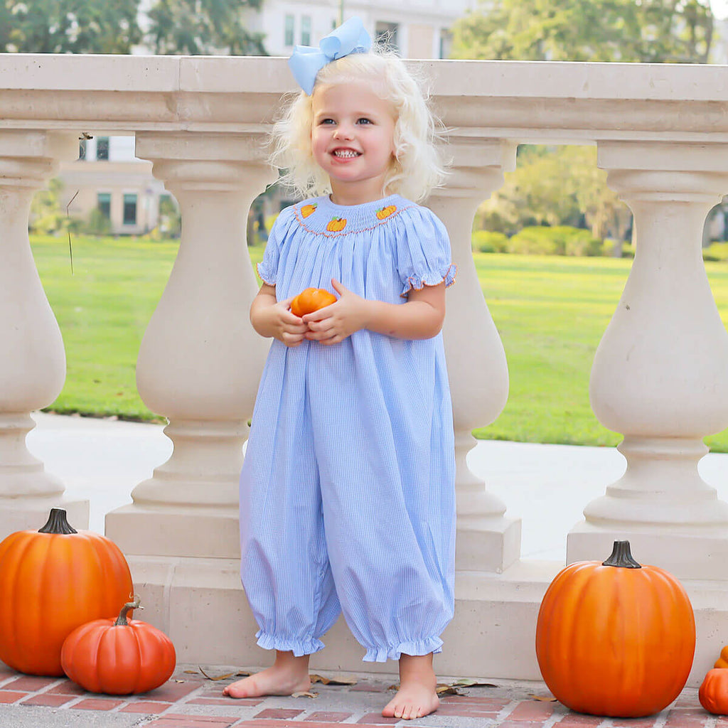 Pumpkin Smocked Orange Liberty Floral Long Bishop Bubble main image 0