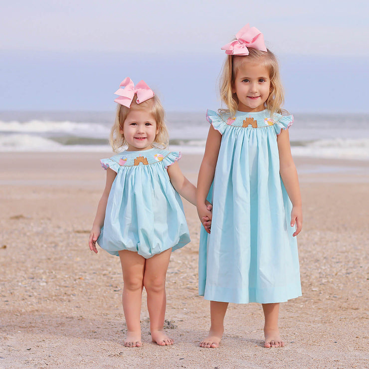 Beach Baby Mint Smocked Angel Sleeve Dress