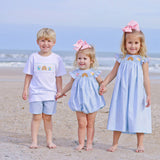 Beach Baby Light Blue Smocked Angel Sleeve Dress