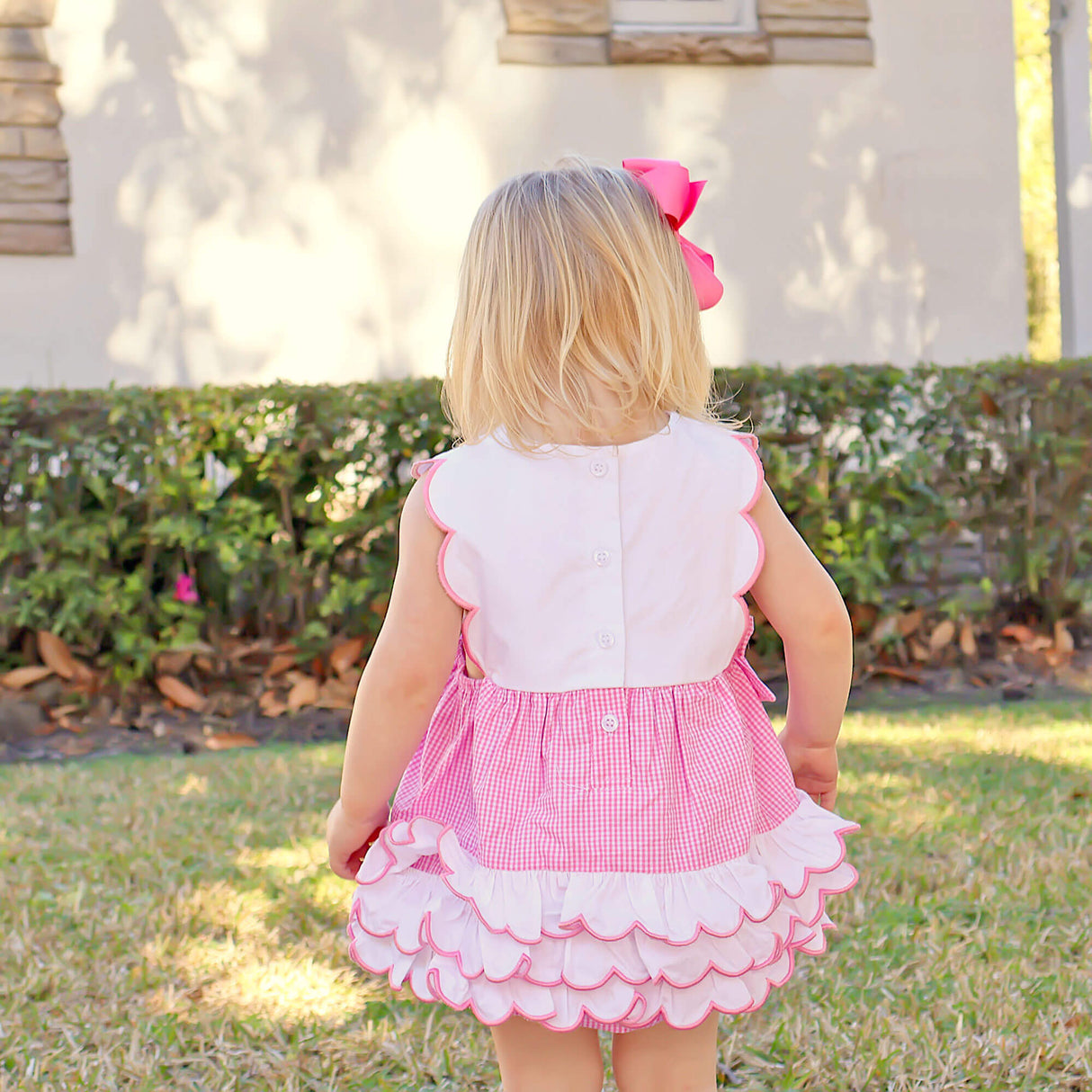 Hot Pink Gingham Scalloped Bib Bubble