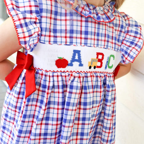 School Days Smocked Navy Plaid Beverly Dress