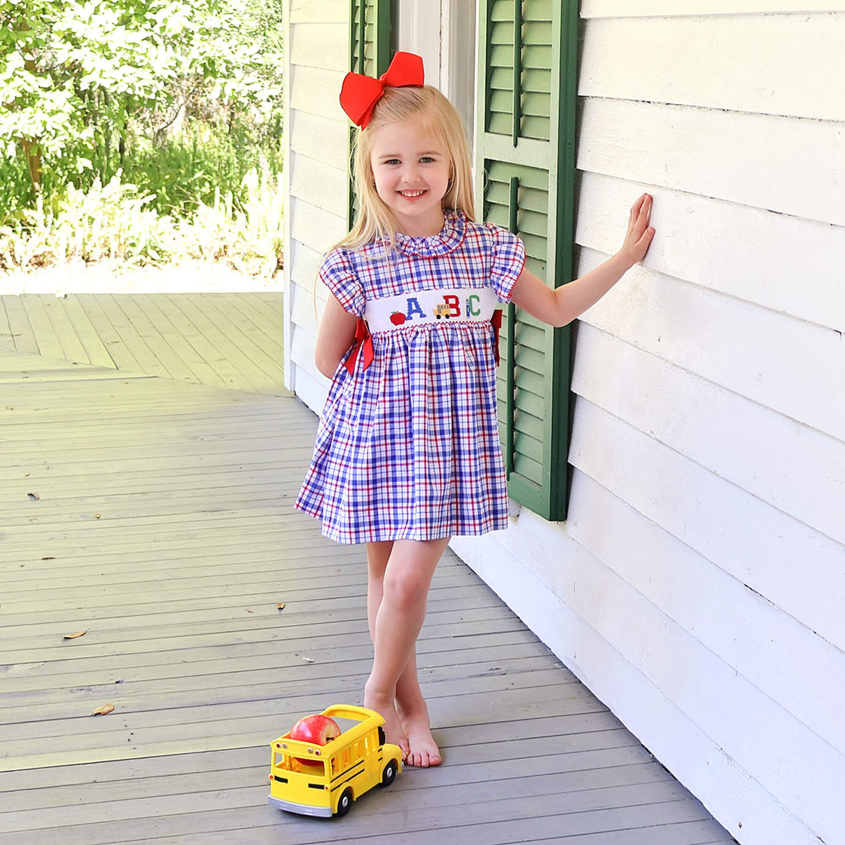 School Days Smocked Navy Plaid Beverly Dress