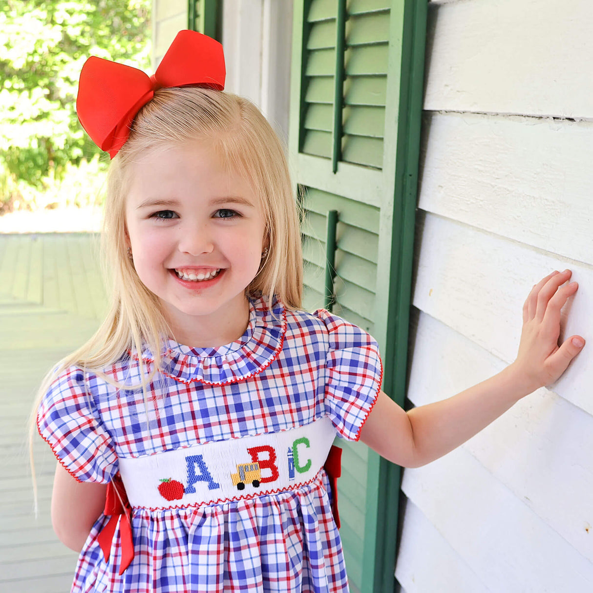School Days Smocked Navy Plaid Beverly Dress