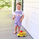 School Days Smocked Navy Plaid Jon Jon