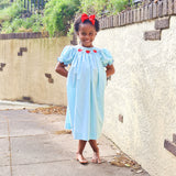 Apple Smocked Oxford Bishop Dress