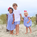 Seashell Smocked Blue Gingham Short Set
