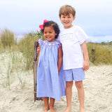 Seashell Smocked Blue Gingham Short Set