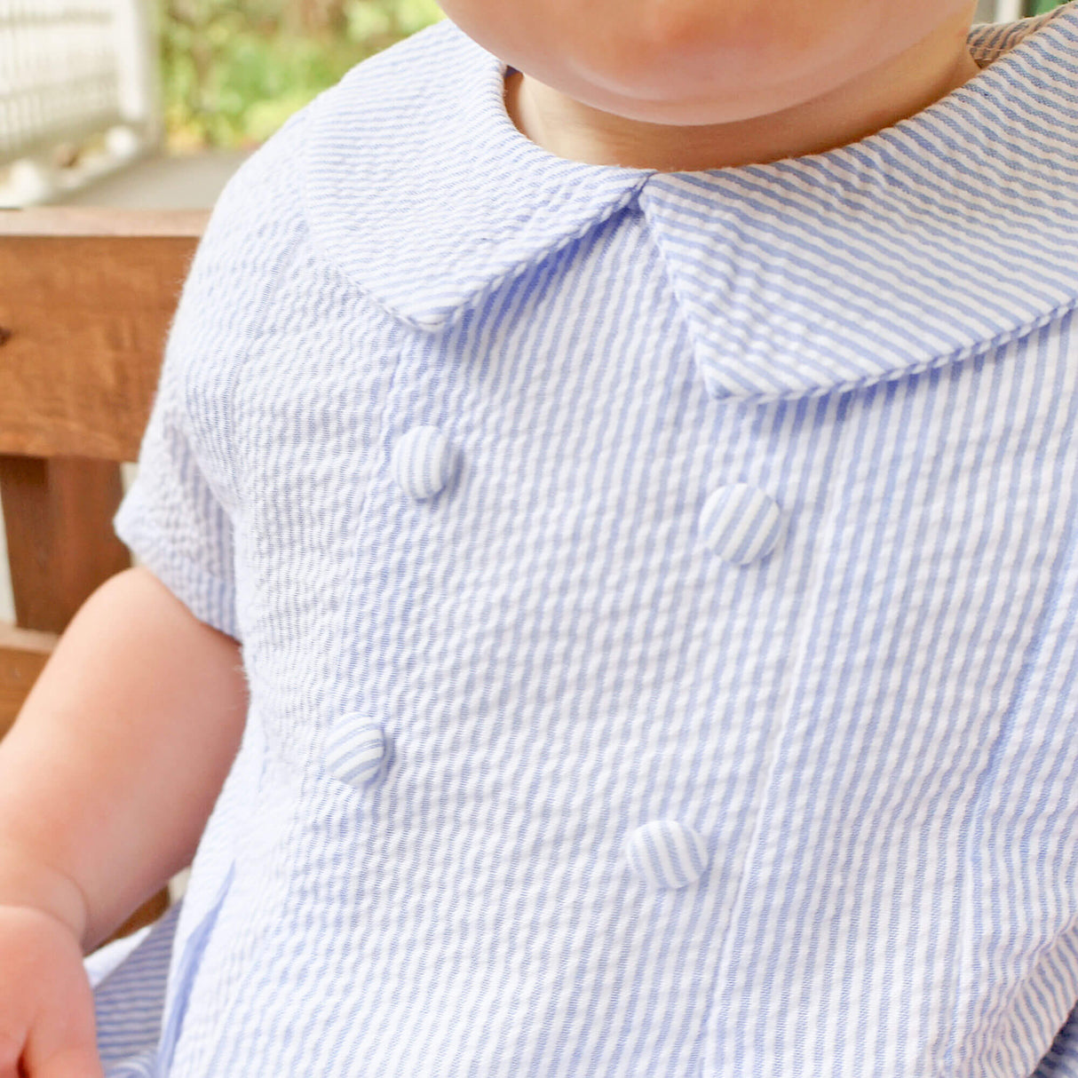 Light Blue Stripe Collared Button Bubble
