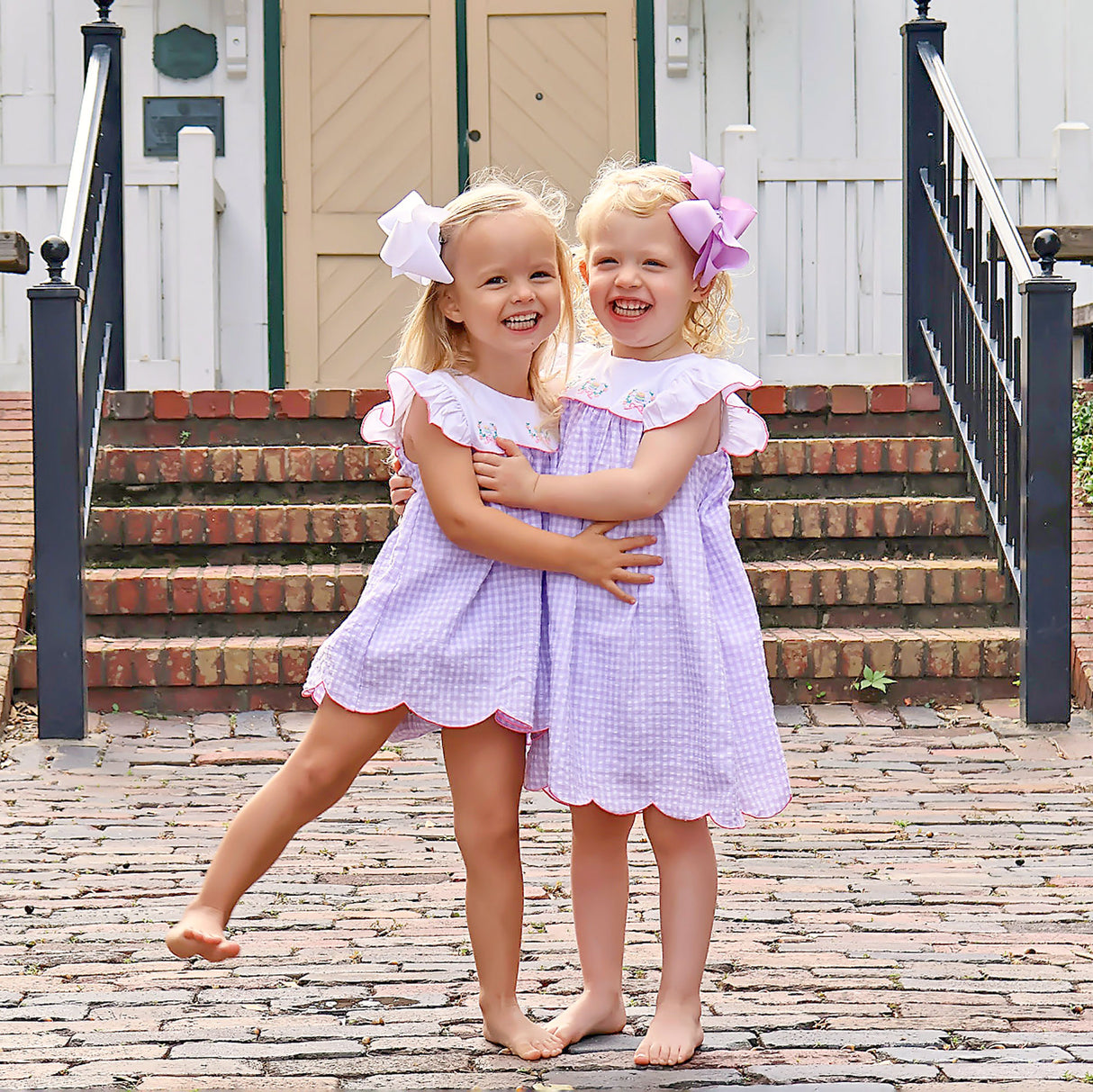 Floral Eggs Purple Gingham Amelia Dress