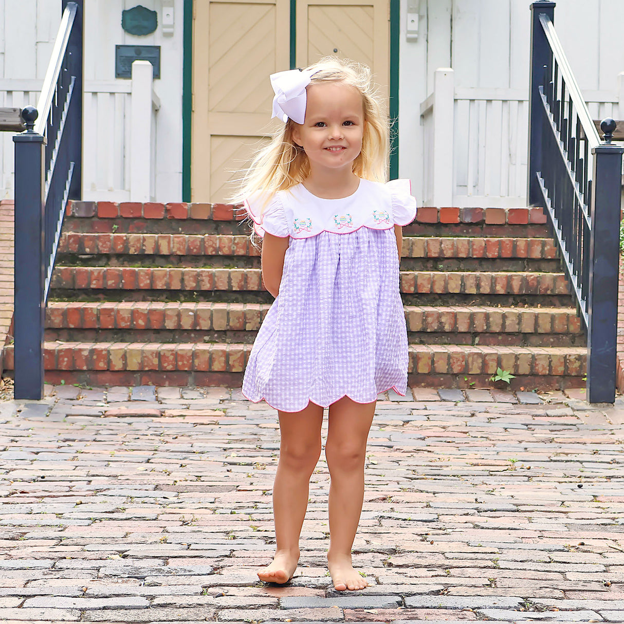 Floral Eggs Purple Gingham Amelia Skirt Bubble