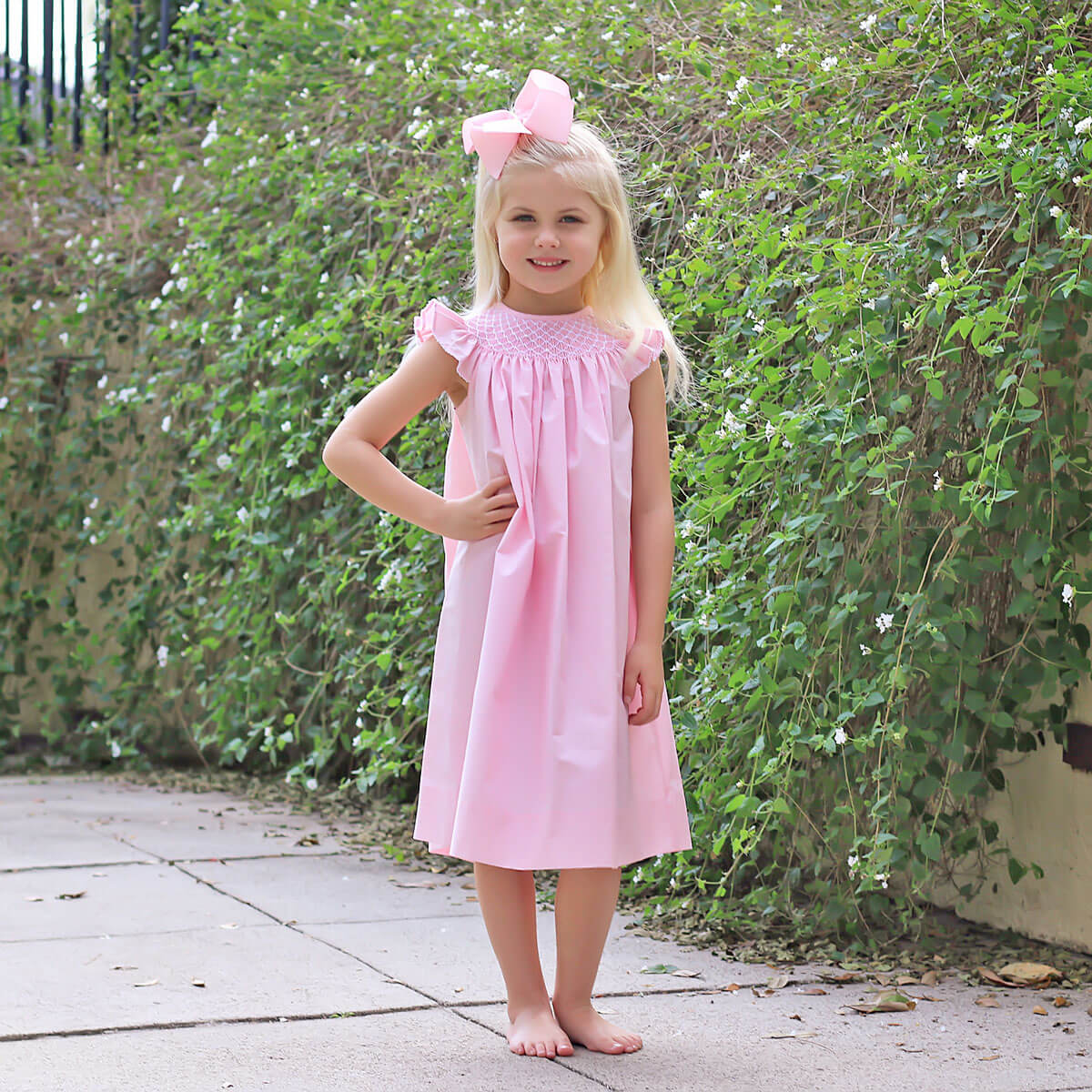 Shine Like A Pearl Pink Smocked Dress by Classic Whimsy - Girls Dresses - Light Pink 18M Shine Like A Pearl Pink Smocked Dress by Classic Whimsy - Girls Dresses - Light Pink 18M