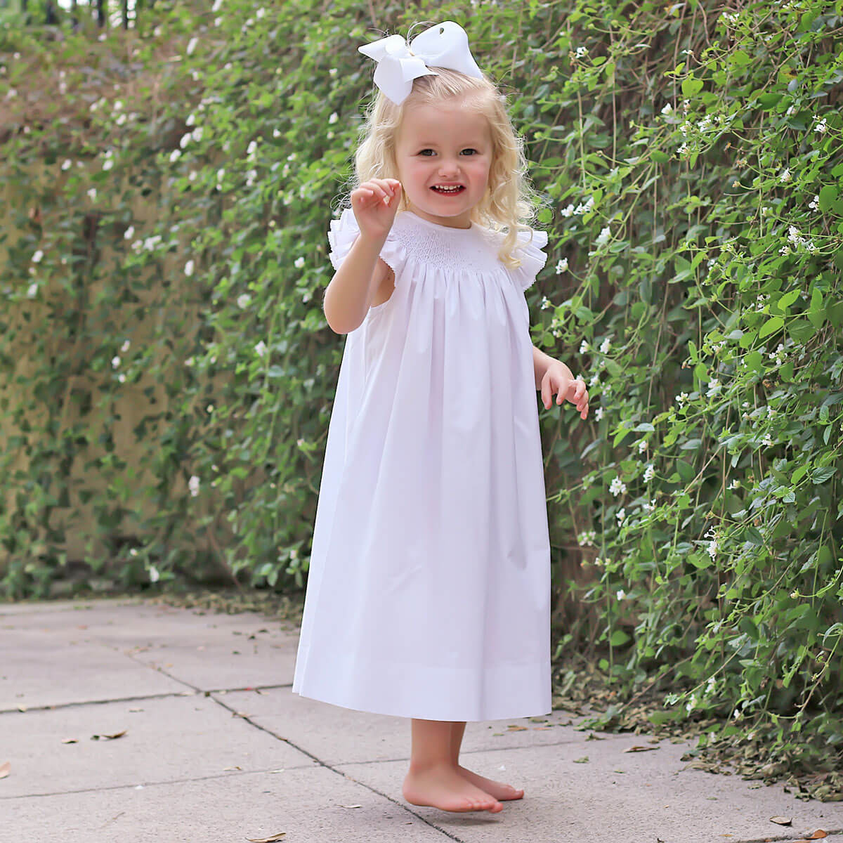 Shine Like A Pearl White Smocked Dress