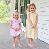 Yellow Check Bird Smocked Dress