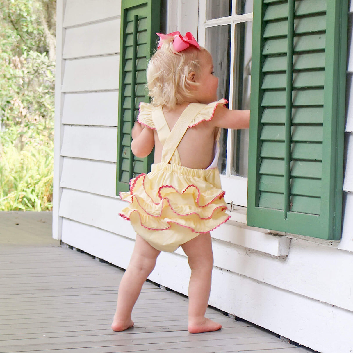 Tulip Smocked Mini Yellow Gingham Leah Bubble